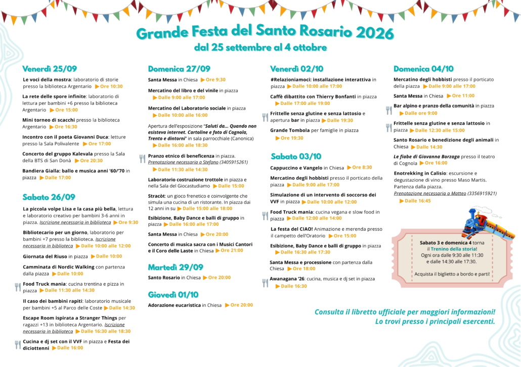 programma festa rosario cognola